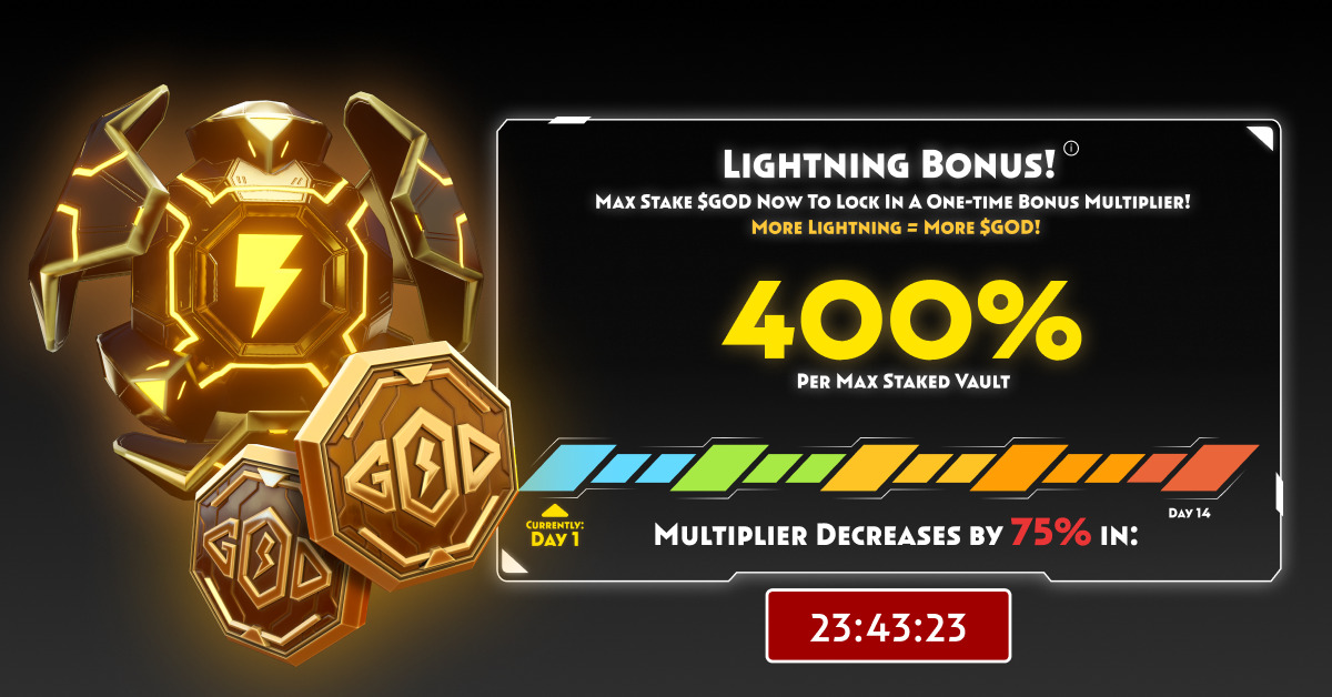 dangle_web3's tweet card. Stake $GOD For Rewards