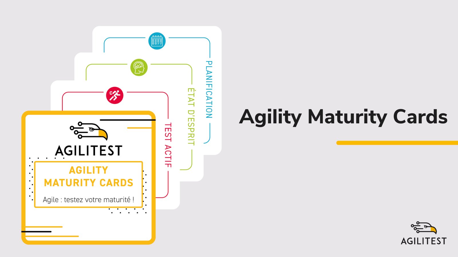 agilitest's tweet card. 90 cards to play with your team and challenge your knowledge in terms of agility, continuous improvement or testing. Made by Christophe Moustier.
