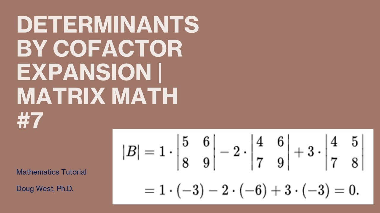 DCoins's tweet card. Determinants by Cofactor Expansion | Matrix Math #7