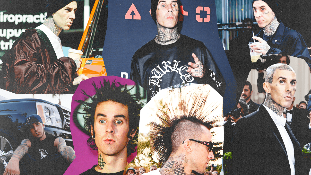 travisbarker's tweet card. The legendary Blink-182 drummer tells GQ about owning “500 to 800 T-shirts,” loving Dickies as much as Dior, and why not much in his wardrobe has changed: “I still walk off stage looking exactly like...