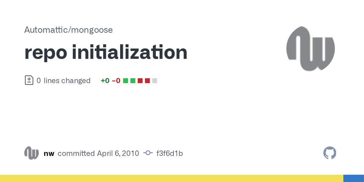 mongoosejs's tweet card. repo initialization · Automattic/mongoose@f3f6d1b