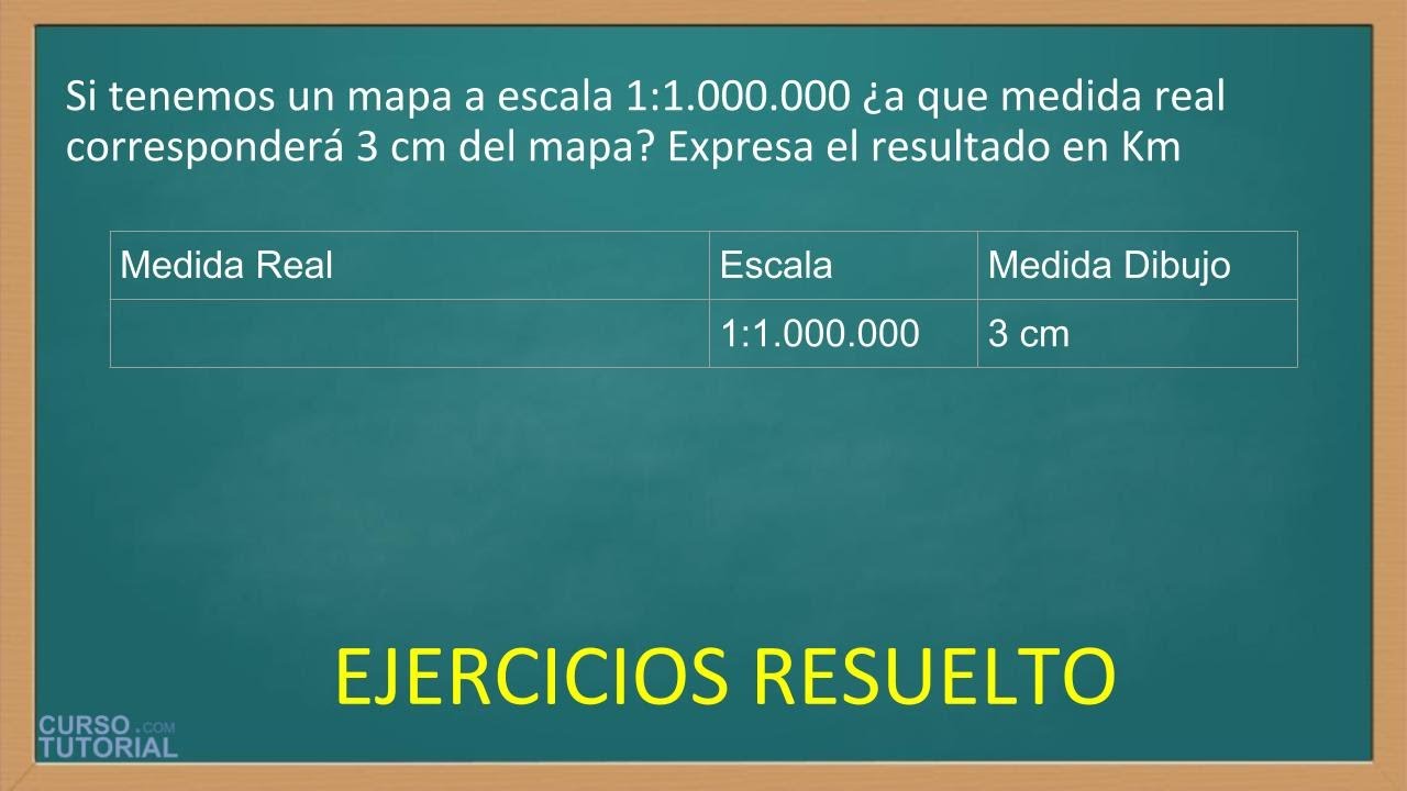 cursotutorial's tweet card. Ejercicio Escala: a que medida real corresponderán 3 cm del mapa en...