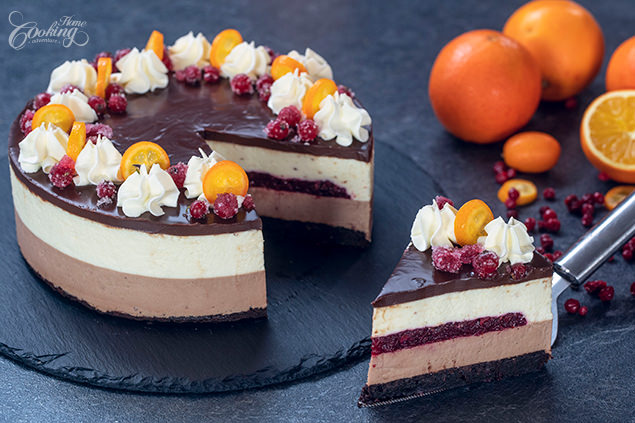 _home_cooking's tweet card. As Thanksgiving and Christmas are around the corner I am so excited to share with you this beautiful Triple Chocolate Cranberry Mousse Cake.