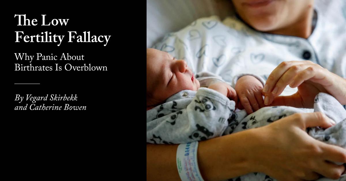 RebeccaSear's tweet card. Why panic about birthrates is overblown.