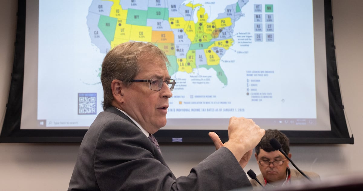 ajc's tweet card. Georgia lawmakers are debating whether to eliminate the state income tax. If they do, they may risk slowing tax revenue growth and spurring increases in other taxes.