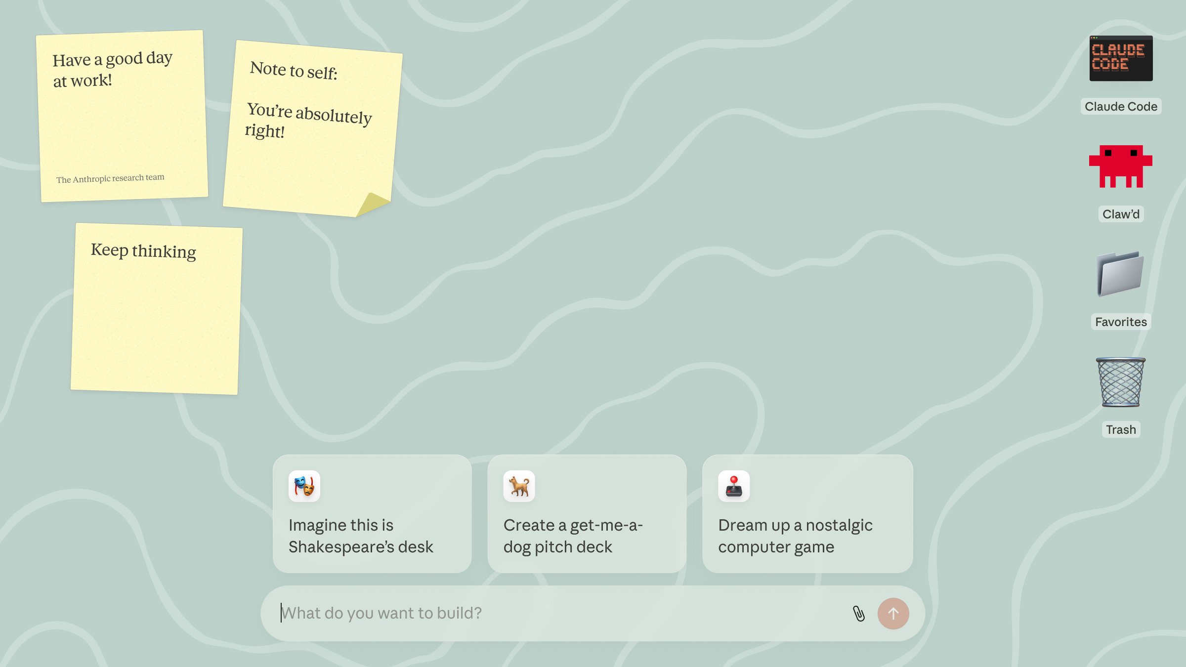 claudeai's tweet card. Ask Claude to make interfaces on the fly and explore prompts in an imagined workspace.