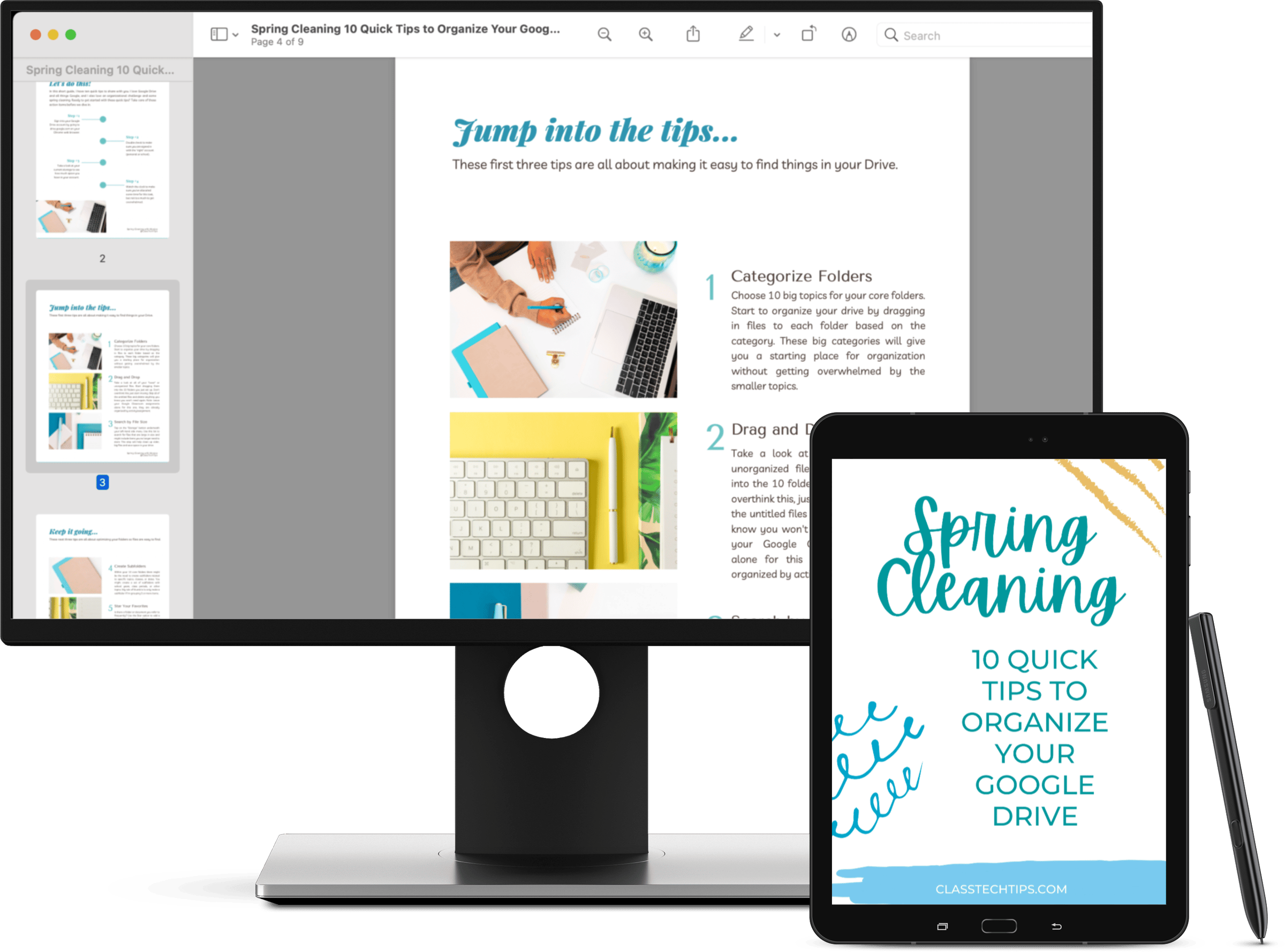 ClassTechTips's tweet card. Spring Cleaning Google Drive