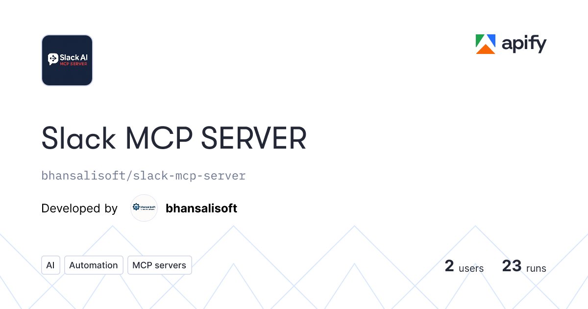 BhansaliSoftwa1's tweet card. Slack AI MCP SERVER unique tool for integration slack tool into AI based automation.