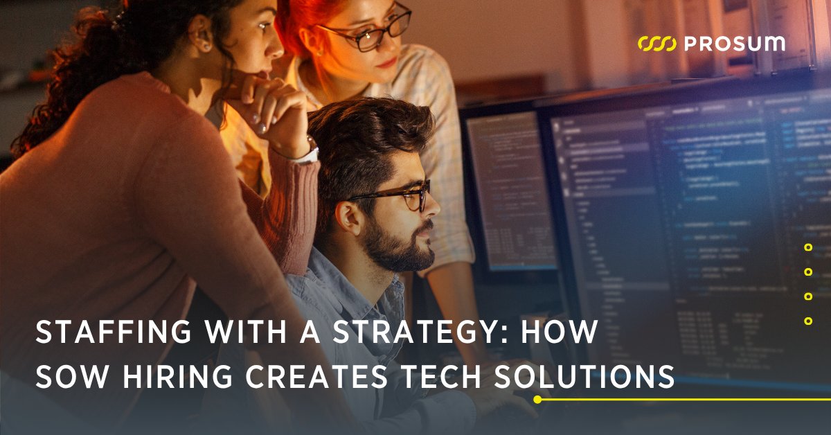 Prosum's tweet card. IT staffing firms are increasingly working on SOW-based contract staffing to support workforce solutions, going from a “staffing supplier to a strategic business partner”.