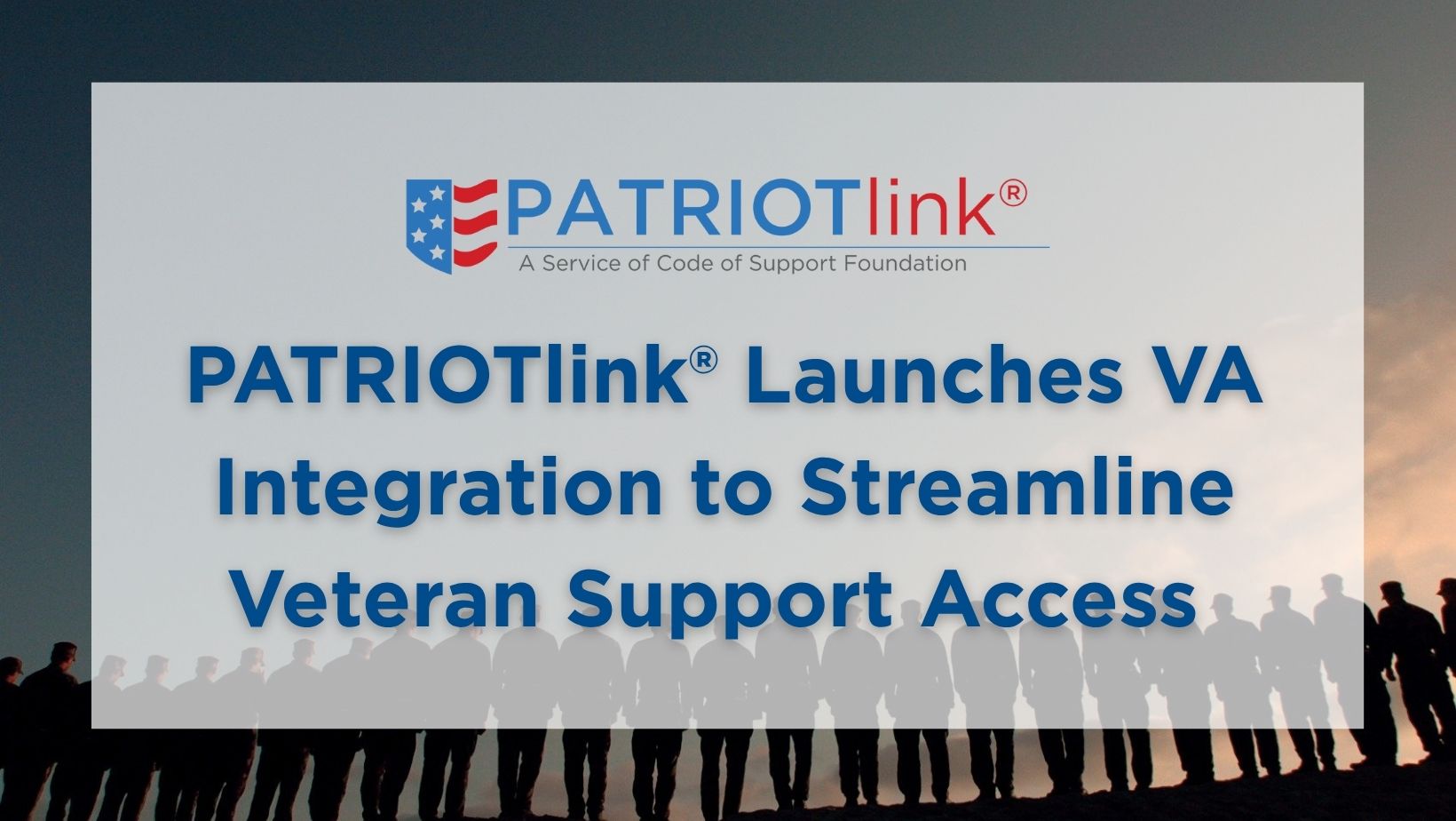 codeofsupport's tweet card. Alexandria, VA - - PATRIOTlink®, a Service of Code of Support Foundation, announces a major update to its open-access, online database that provides resources for military and veteran families...