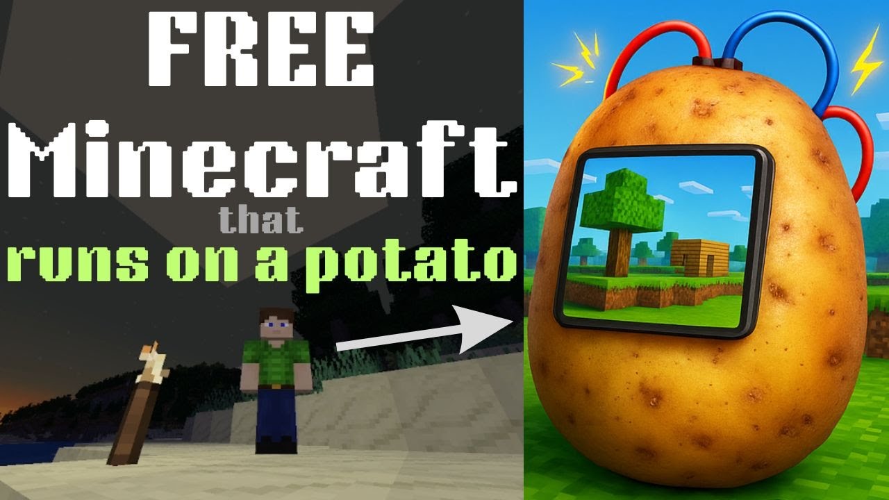 ZeThePlayer's tweet card. Minecraft FREE clone that runs on a potato!