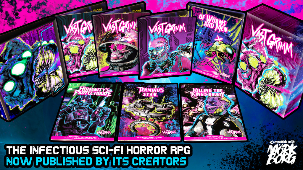 kaijupoet's tweet card. Expanded rules, adventures, and starter set for the infectious, sci-fi horror RPG. Compatible with Mörk Borg.