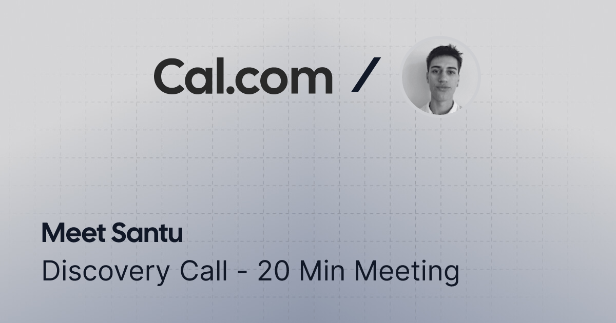santu_design's tweet card. Discovery Call - 20 Min Meeting