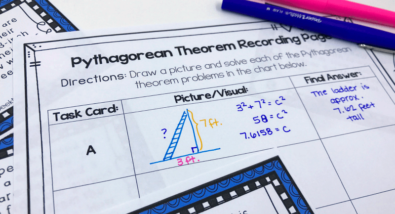 mathgeekmama's tweet card. Looking for additional practice solving Pythagorean theorem word problems? This FREE set of task cards can be used individually or with small groups.