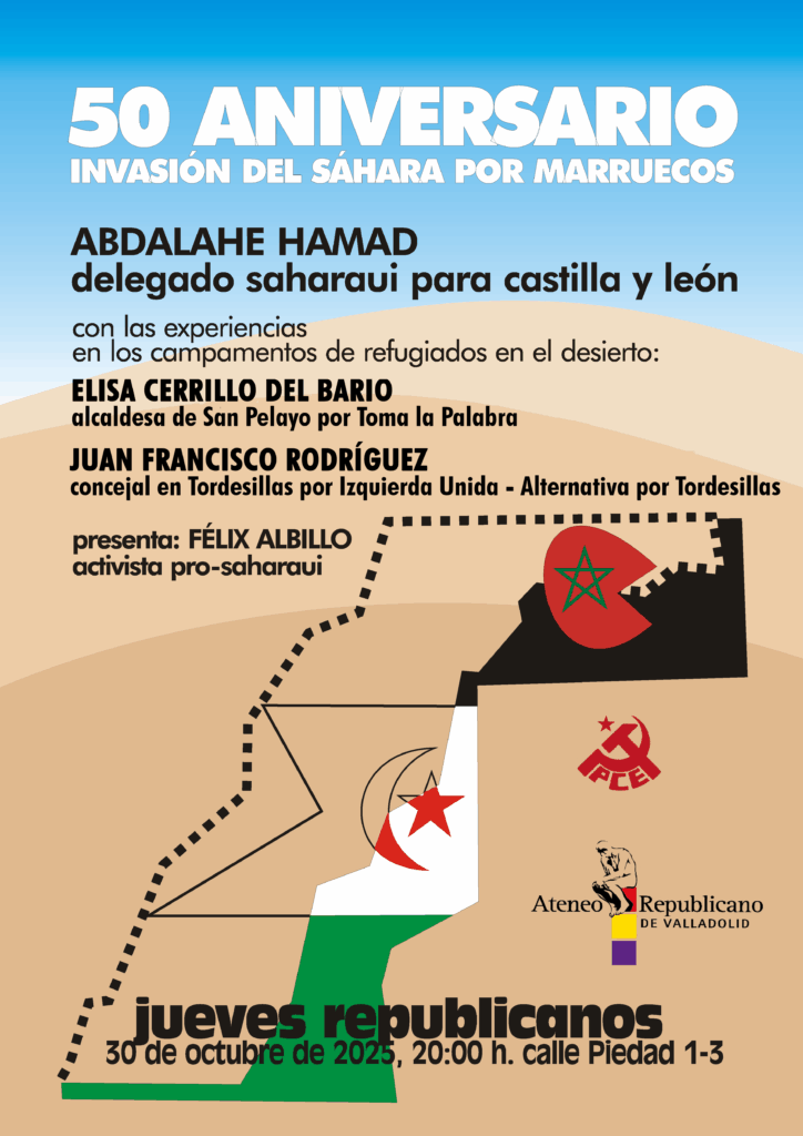 tercerainfo3i's tweet card. El próximo jueves 30 de octubre, a las 20:00 horas, el Ateneo Republicano de Valladolid acogerá la charla “50 aniversario de la invasión del Sáhara por Marruecos”, organizada conjuntamente por el...