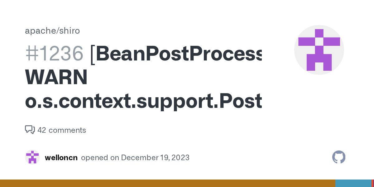 ApacheShiro's tweet card. Search before asking I had searched in the issues and found no similar issues. Question 2023-12-19 10:40:12,218 [main] INFO com.bibleofprogrammer.authentication.AuthenticationApplication - [ - - ] ...