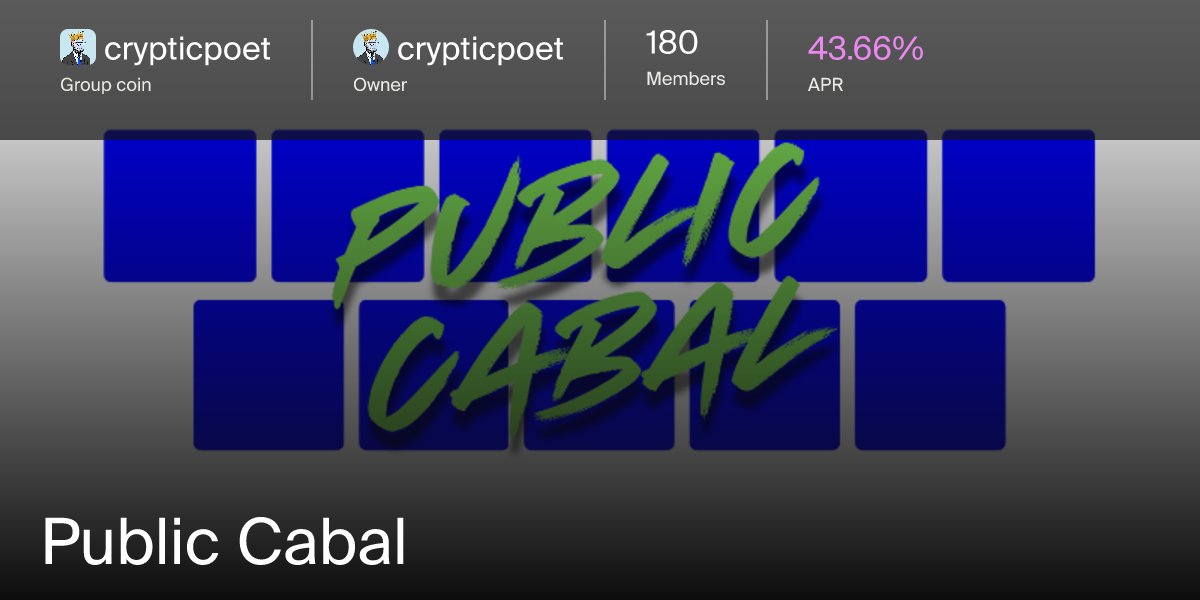 1CrypticPoet's tweet card. Public Cabal moves in the open. A shared onchain economy where creators, builders and holders earn from the culture they build together.