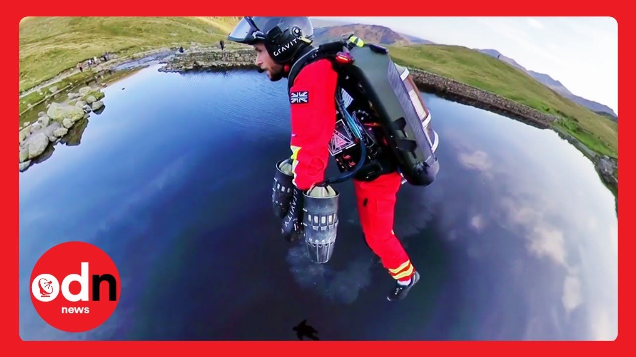 GoFit4Fun's tweet card. Amazing Footage as ‘Iron Man’ Paramedic Jet Suit Tested in Lake...