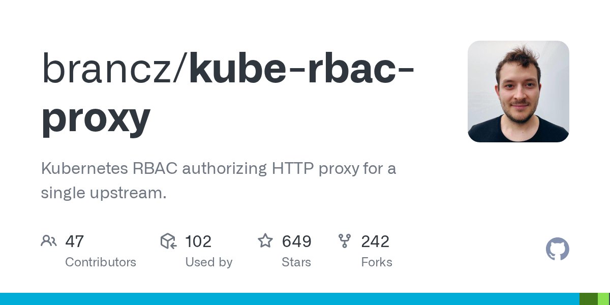 NaveenS16's tweet card. Kubernetes RBAC authorizing HTTP proxy for a single upstream. - brancz/kube-rbac-proxy