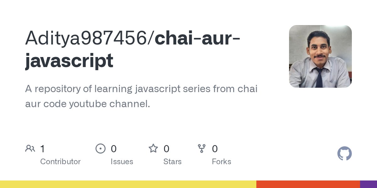 AdityaRaj_x's tweet card. A repository of learning javascript series from chai aur code youtube channel. - Aditya987456/chai-aur-javascript