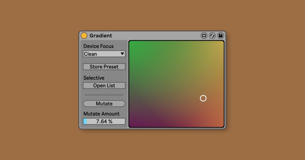blvksite's tweet card. Sometimes your best idea is just between two you’ve already had. Gradient is like a color picker for device presets in Ableton Live, aiding in your search for magnificent purples between the reds a...
