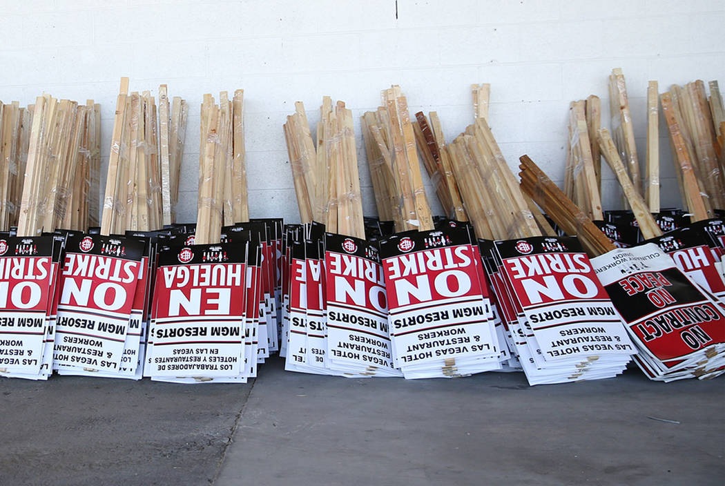 reviewjournal's tweet card. Union negotiators say they struck a tentative deal with MGM Resorts International, the state’s largest hotel operator by employees, just a day after workers began preparing strike signs.