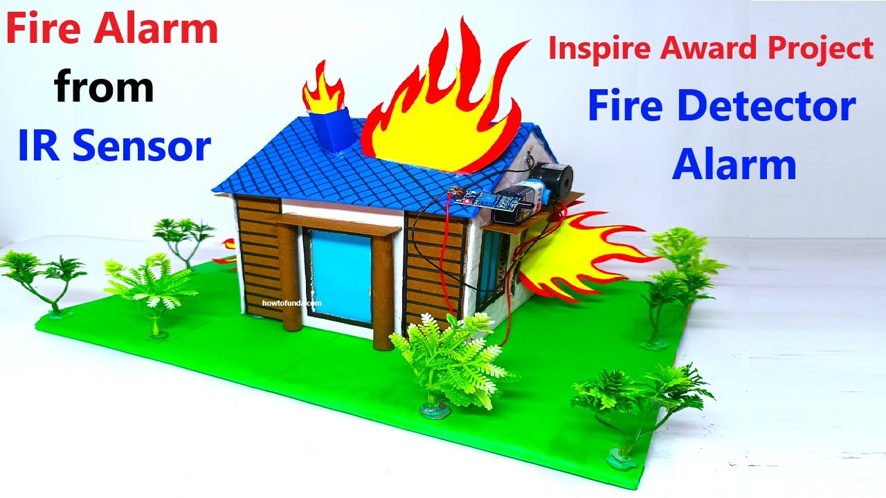 howtofunda's tweet card. fire alarm using Ir Fire detector sensor working project - working...