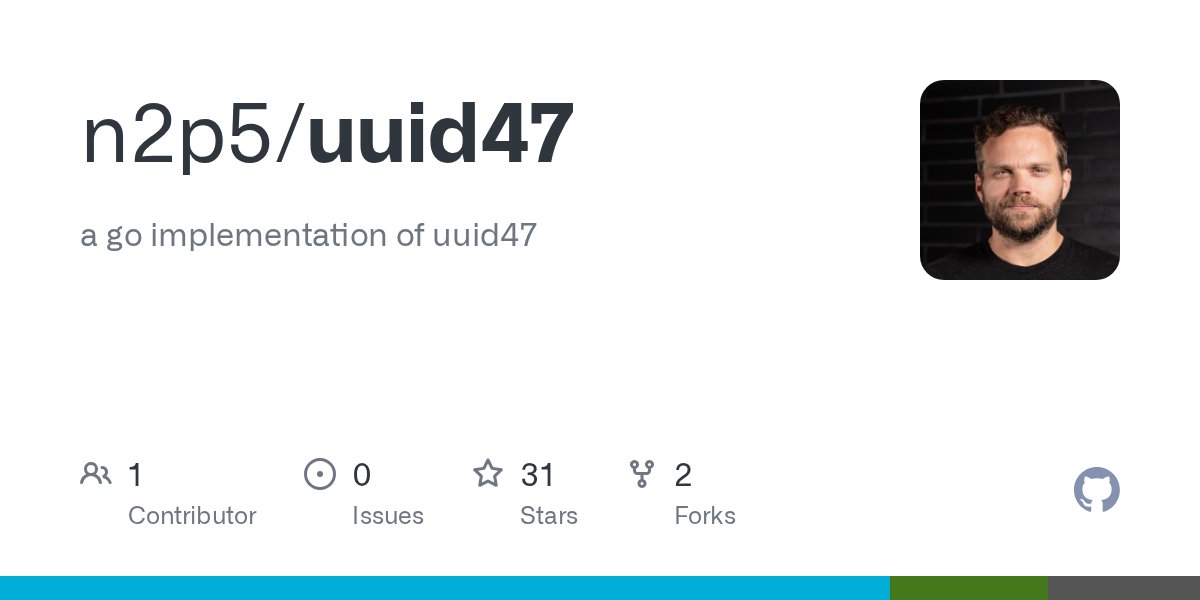 matsuu's tweet card. a go implementation of uuid47. Contribute to n2p5/uuid47 development by creating an account on GitHub.