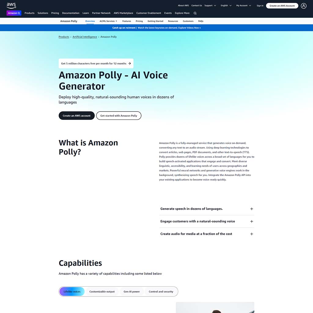 dcpwebdesigners's tweet card. AWS Amazon Polly is an AI-powered text-to-voice service designed to convert written content into natural-sounding speech.