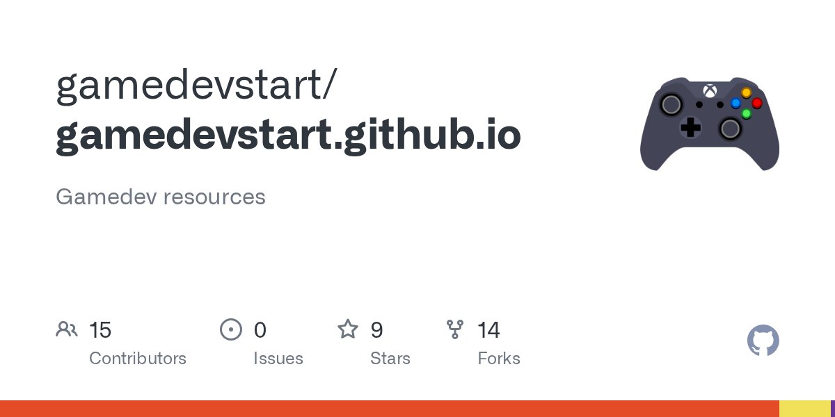 StartGameDev's tweet card. Gamedev resources. Contribute to gamedevstart/gamedevstart.github.io development by creating an account on GitHub.
