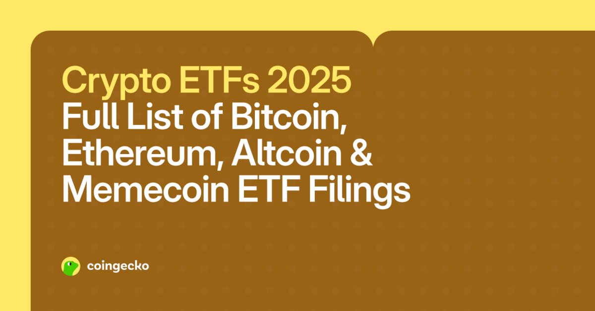 coingecko's tweet card. Discover every major crypto ETF filed or approved in 2024–2025. Learn how ETF approvals impact crypto prices and what’s next for the market.