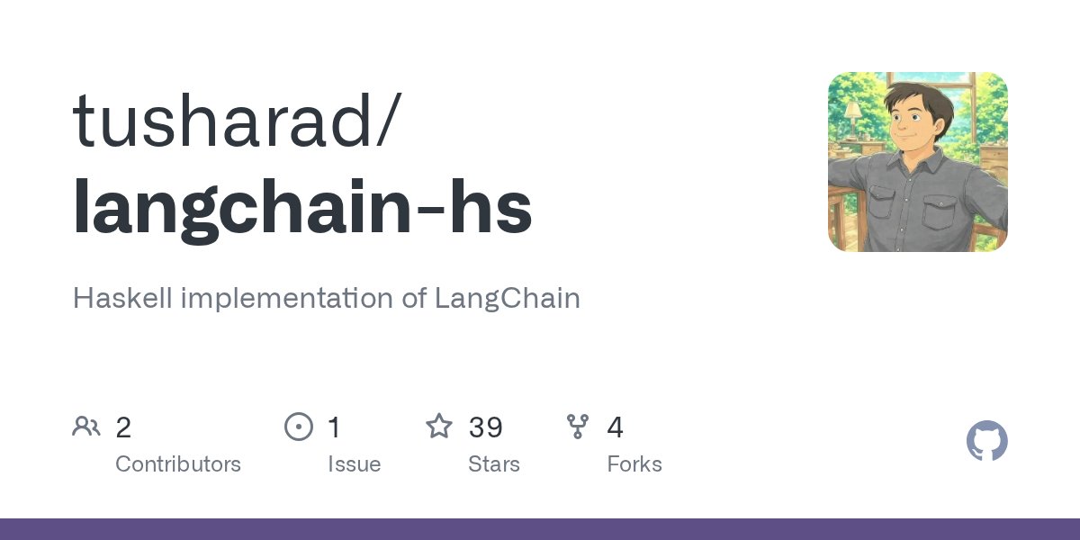 Ratushar46Rao's tweet card. Haskell implementation of LangChain. Contribute to tusharad/langchain-hs development by creating an account on GitHub.