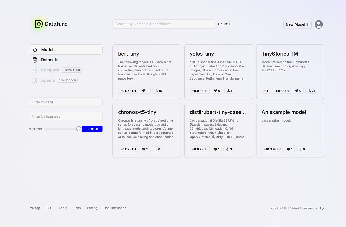DataFundProject's tweet card. We recently released the Datafund app, our first AI-focused marketplace for models and datasets. Its simple and intuitive design makes it…