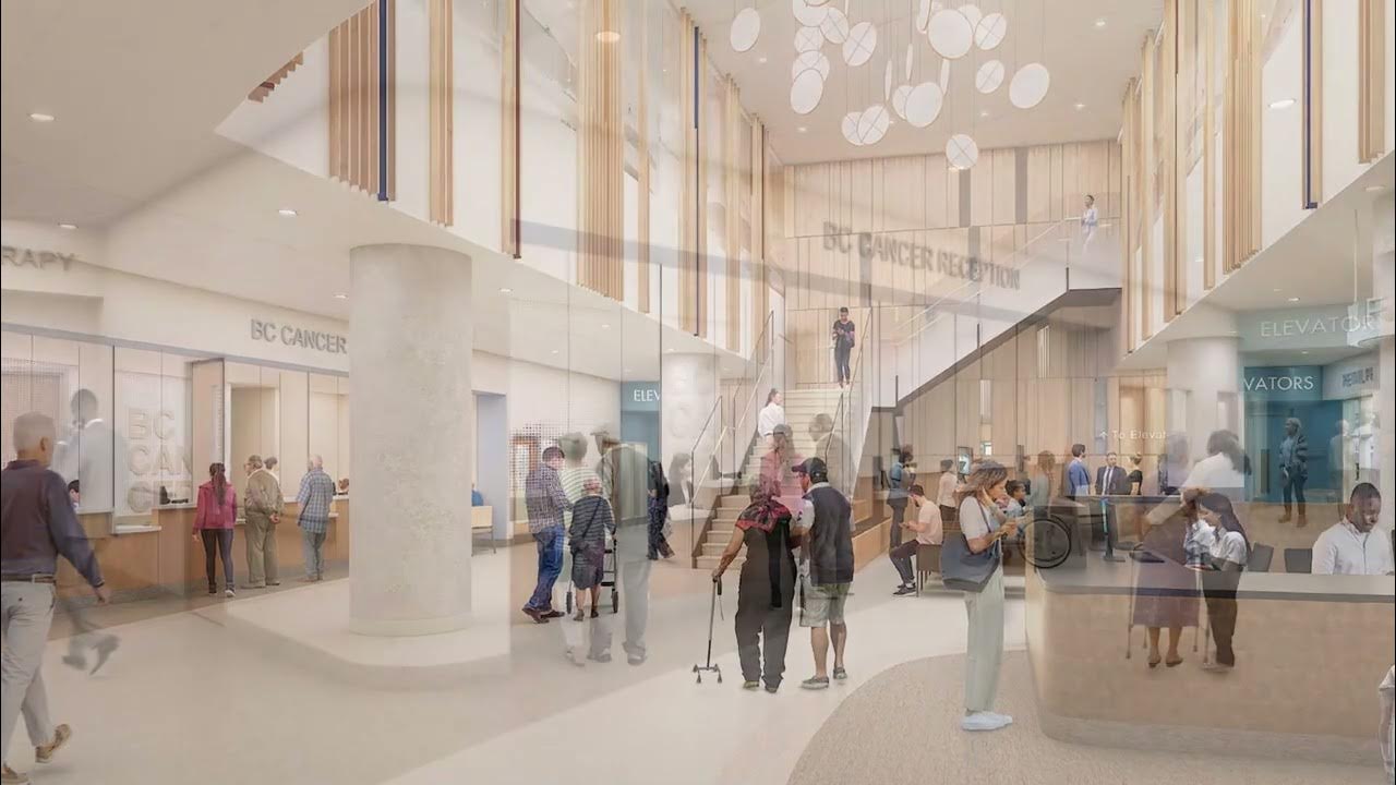 BCCancer's tweet card. Fly through the new Surrey hospital and BC Cancer Centre