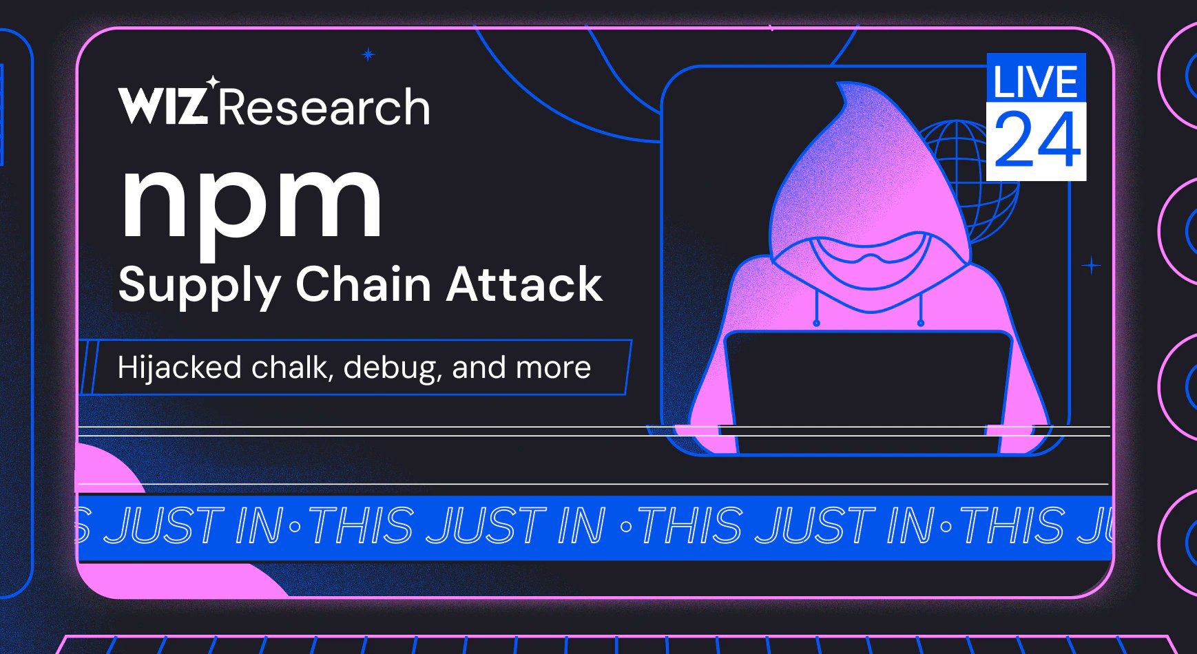 ayebytes's tweet card. A deeper look at the npm debug/chalk supply-chain incident: deobfuscating the wallet-hijacking browser interceptor, quantifying the ~2-hour exposure with Wiz telemetry (~99% package prevalence, ~10%...