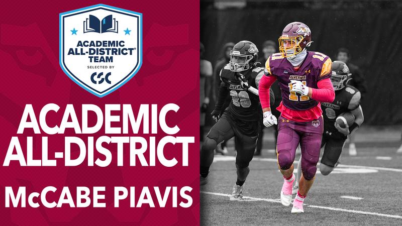 VernAthletics's tweet card. Reading, Pa. (Dec. 19, 2023) - Alvernia Football sophomore McCabe Piavis earned CSC Academic All-District Honors, as announced by College Sports Communicators on Tuesday.