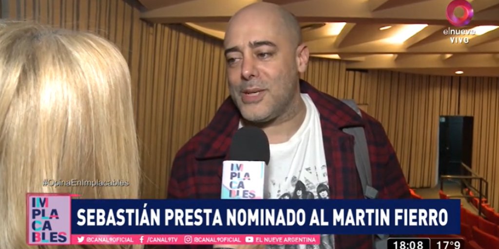 implacablesC9's tweet card. Sebastián Presta fue nominado por segunda vez a mejor actor de reparto por su interpretación en El Primero de Nosotros.