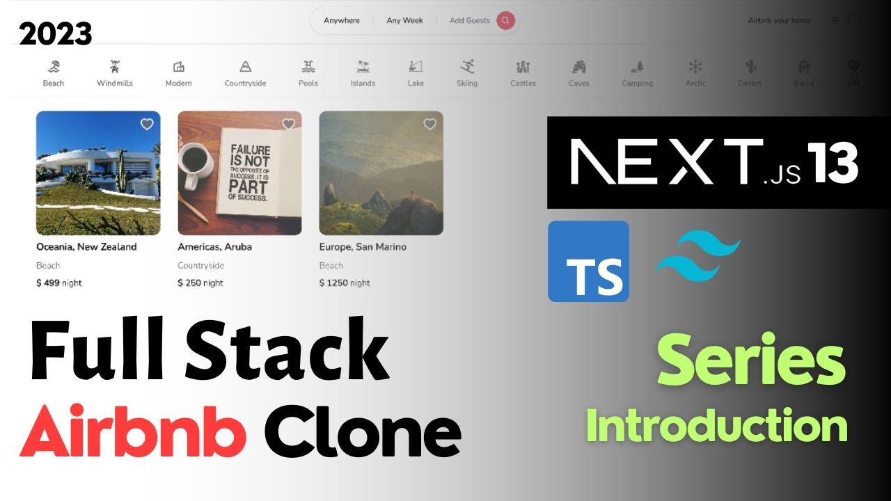 FlowwithCode's tweet card. Series Introduction : Full Stack Airbnb Clone - NextJS 13.4 Tailwind...