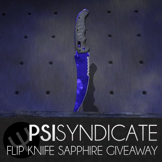PsiSyn's tweet card. One random entrant will be contacted via email after the giveaway finishes on June 7th and will receive the Flip Knife Sapphire!