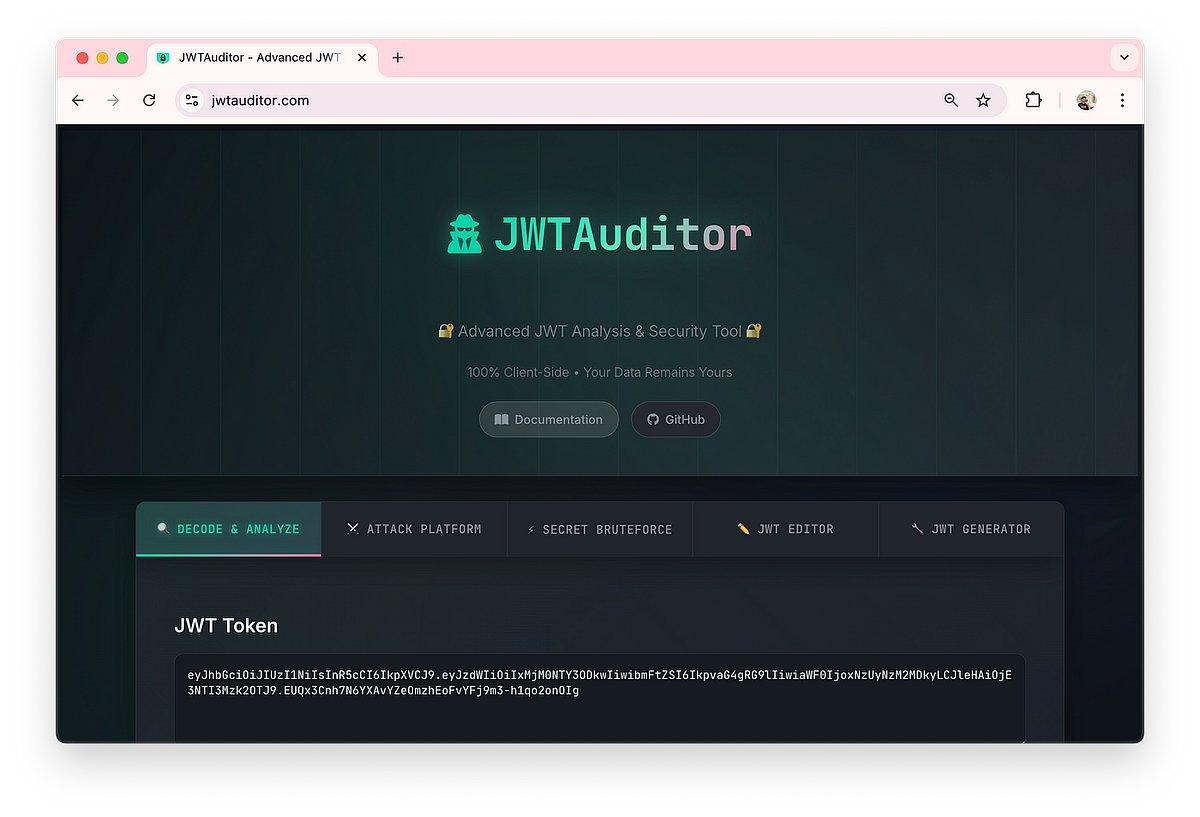 bountywriteups's tweet card. A friendly introduction to the open-source tool (JWTAuditor) that’s making JWT pentesting both safer and smarter