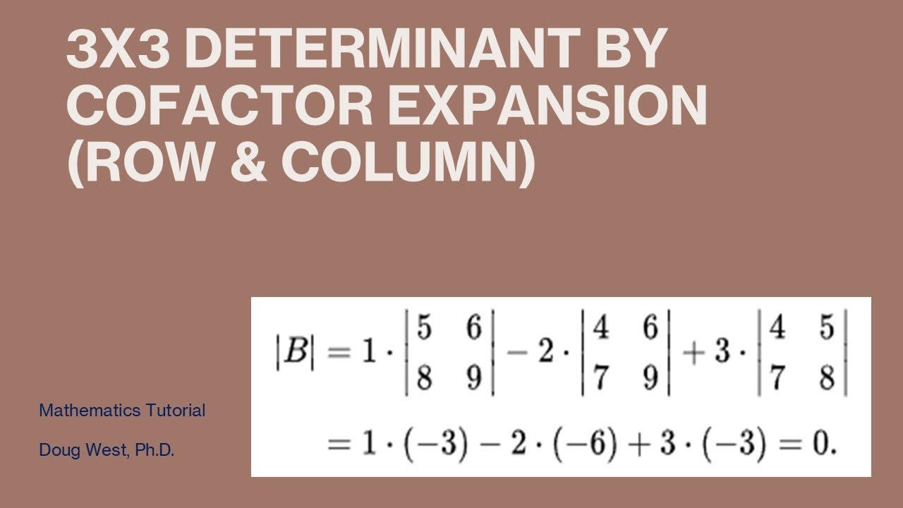 DCoins's tweet card. 3x3 Determinant by Cofactor Expansion (Row & Column)