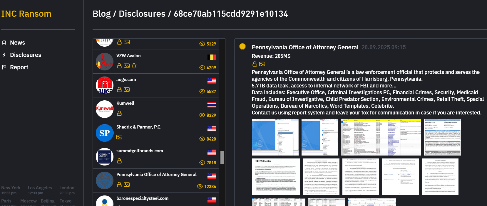 Alevskey's tweet card. The Pennsylvania Office of the Attorney General ("OAG") confirms a data breach following a ransomware attack by Inc Ransom group.