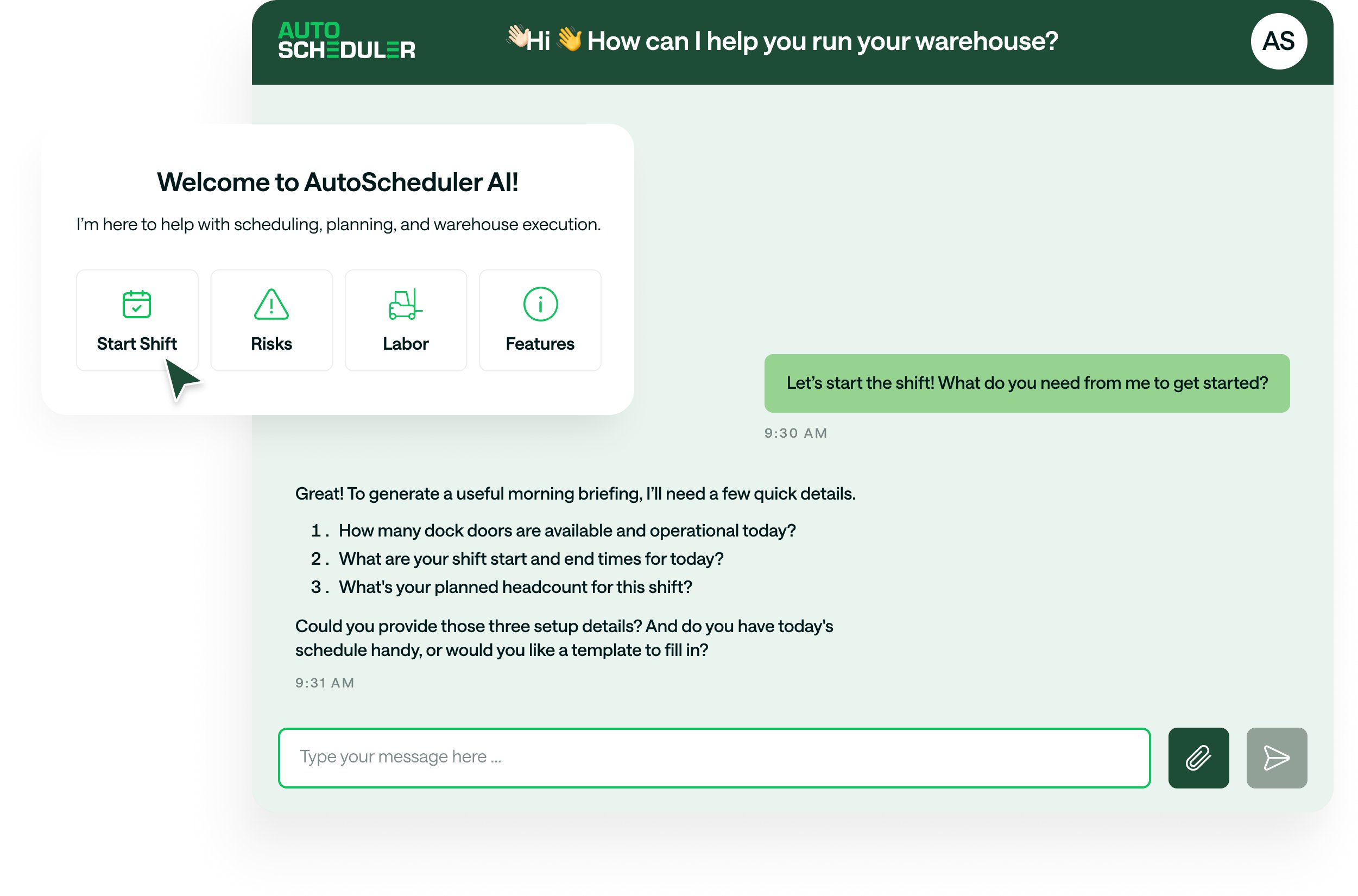 AutoschedulerAI's tweet card. A how-to-guide for using AutoScheduler's Warehouse Agent