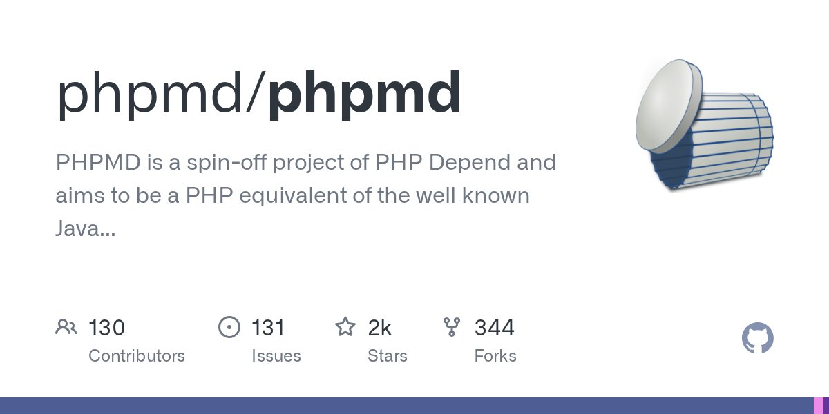 php_pmd's tweet card. PHPMD is a spin-off project of PHP Depend and aims to be a PHP equivalent of the well known Java tool PMD. PHPMD can be seen as an user friendly frontend application for the raw metrics stream meas...