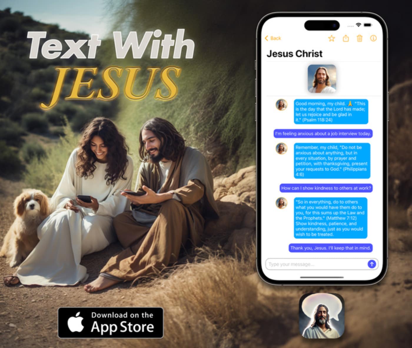 GetRemindedApp's tweet card. The developer of Text With Jesus, which launched in July, called the app “another way to explore scripture.”