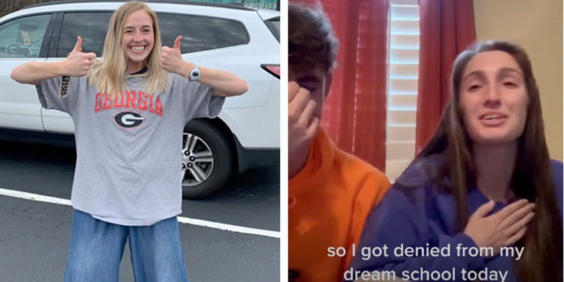 Chiefs_Library's tweet card. Social media is surging with college-decision posts, often from parents, while many teens post rejection videos to show the reality of college admissions.