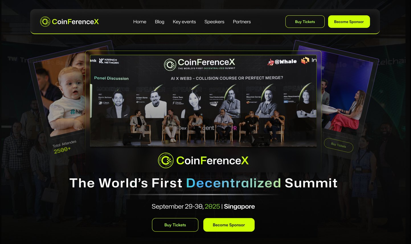 CoinFerenceX's tweet card. Experience the next evolution of Web3 gatherings at CoinFerenceX Singapore 2025 — the decentralized summit for global builders, protocols, and investors.