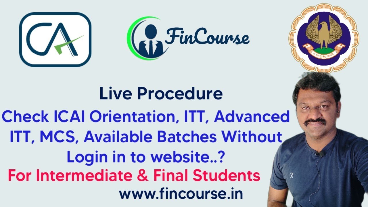 FinCourseApp's tweet card. LIVE - Check ICAI Orientation ITT Advanced ITT MCS Batches Without...
