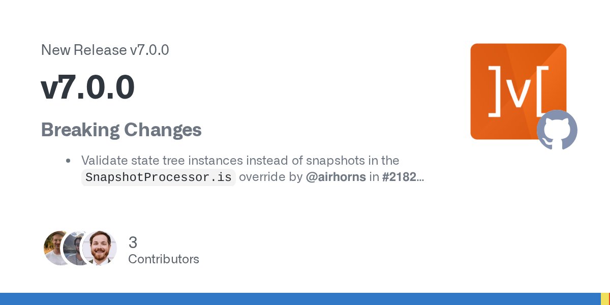 MSTjavascript's tweet card. Breaking Changes Validate state tree instances instead of snapshots in the SnapshotProcessor.is override by @airhorns in #2182 Fix typings for snapshot processor by @thegedge in #2198 Improve typi...