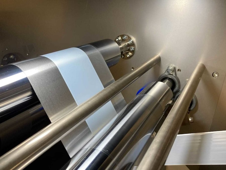 TechNexus's tweet card. Backed by TechNexus Venture Collaborative and Mark Cuban, Natrion is making high-performance, solid-state batteries Natrion's 85 mm-wide LISIC separator set up on a roll-to-roll line. Courtesy image.